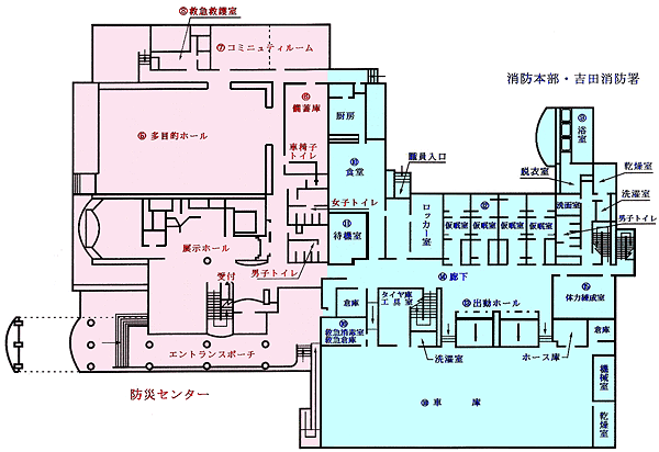 吉田署平面図【1階】