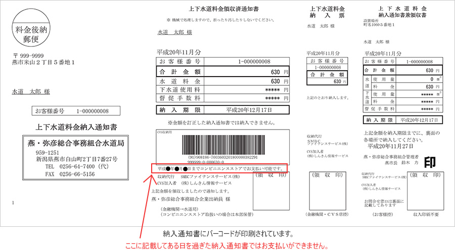 納入通知書の説明