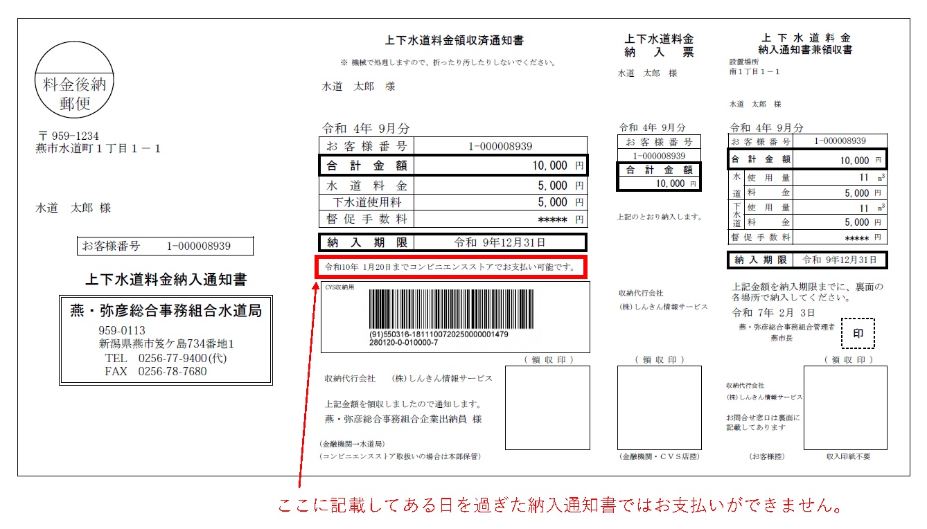 納入通知書の説明